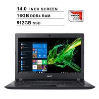 2019 Newest Acer Premium Aspire 3 14 Inch Laptop (AMD A9-9420e 1.8GHz up to 2.7GHz, 16GB DDR4 RAM, 512GB SSD, AMD Radeon R5, WiFi, Bluetooth, HDMI, Webcam, Windows 10 Home) (Black)