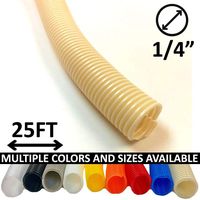 Electriduct 1/4" Split Wire Loom Tubing Polyethylene Flexible Conduit (0.25 Inch ID) - Beige - 25 Feet