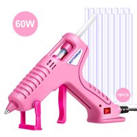 Hot Glue Gun, BOTTERRUN 60W Mini Hot Melt Glue Gun Kit with 15pcs 5.9inch Adhesive Glue Sticks and Practical Stand, Professional Quick Heating for DIY Arts Crafts Sealing School Home Repairs - Pink