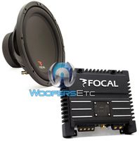 pkg Focal SUB P30 12" 250W RMS Single 4-Ohm Subwoofer + SOLID2 Black 2-Channel 200W RMS Amplifier