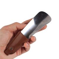 Kiorc Shoe Horn Stainless Steel Shoe Horn with Leather Strap Travel Shoehorn