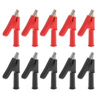 Dovewill 10x 10mm Insulated Electric Alligator Clip Connector Banana Plug Black+Red