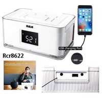 Emerson CKS1708 SmartSet Alarm Clock Radio (REFURBISHED) & RCA RCR8622 (New) w4 Multi Color Wraps RCA RCR8622 Coms w/USB Charging Port for iPhone/Android (RCA RCR8622 with USB Charging Port