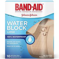 BAND-AID Adhesive Bandages, Water Block Large 10 Each (Pack of 5)