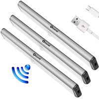 Under Cabinet Lights,10 LED Motion Sensor Lights, Night Light,Led Battery Lights,Motion Led Light Bar, USB Rechargeable Magnet LED Lights Stick on Anywhere Otinlai (Silver 3 Pack)