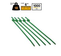 BuyCableTies 6" EZ Off Tear-a-way Indoor Cable Ties - 18 lb Rated - Made in USA - Green - 1000 per bag