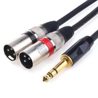 TISINO 1/4 TRS to Dual XLR Male Y-Splitter Stereo Breakout Cable 1/4 inch(6.35mm) to 2 XLR Patch Cable - 5 FT/1.5m