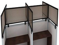 12" Polycarbonate Cubicle Mounted Privacy Panel with Small Brackets, 12" X 24", Smoke/Black