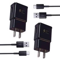 Adaptive Fast Wall Charger Adapter with USB Type C Cable Compatible with Samsung Galaxy S10 S10e / S9 / S9+ / S8 / S8 Plus/Active/Note 9 / Note 8 and More (2 Charger + 2 Cable)