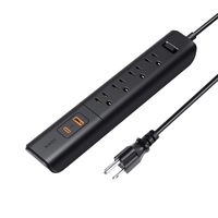 AUKEY USB-C Power Strip with Power Delivery, 4-Outlet Power Strip with Quick Charge 3.0, 18W Power Delivery & 5-Foot Cable for Home and Office Desk (Black)