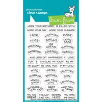 Lawn Fawn LF1969 Reveal Wheel Friends & Family Sentiments 4X6 Clear Stamp Set