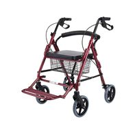 Foldable Four-Wheeled Walker with Seat and Basket Aluminum Walking Frame for The Elderly Shopping Pedal Walker Shopping Cart