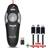 NAKOSITE PR2433 Laser and Wireless Presentation Clicker for Powerpoint Presentations on Laptop or Computer with Remote Red Laser Presenter Pointer