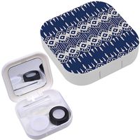 Portable Contact Lens Case Box Travel Kit Mirror + Bottle + Tweezers Container Holder [ Ikat Tie ]