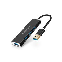 CableCreation USB 3.0 Data Hub 4 Ports, 0.3 FT USB Portable Multi-Port Expansion Hub Compatible with MacBook, Windows, mac OS, Linux, USB Flash Drives, Mobile HDD etc, Black Aluminium