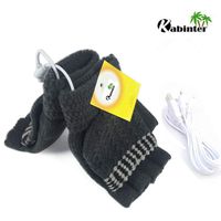Women's & Men's USB Heated Gloves Mitten Winter Hands Warm Laptop Gloves, Knitting Hands Full & Half Heated Fingerless Heating Warmer Washable Design (Deep Gray)