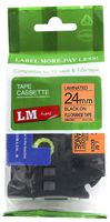 1/Pack LM Tapes - Premium 1" Black Print on Bright Orange Label (24mm 0.94 Laminated) Compatible with Brother TZe-B51 P-Touch Tape and Comes with a Great Tape Color/Size Guide for Easy reordering.
