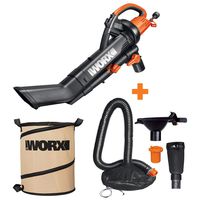 WORX WG505 3-in-1 Blower/Mulcher/Vacuum w/Universal Leaf Collection System & Landscaping 26-Gallon Collapsible Yard Waste Bag