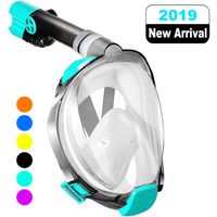 WSTOO Full Face Snorkel Mask,Advanced Safety Breathing System Allows You to Breathe More Fresh Air While Snorkeling,180 Panoramic Anti Fog Anti Leak Foldable Snorkel Mask for Adult and Kids