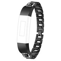 TenYun for Alta HR & Alta Bands Replacement Luxury Color Crystal Embellishment Bling Bling Man & Woman Stainless Steel Metal Band Strap/Bangle for Fitbit Alta HR & Alta (G Font Crystal-Black)