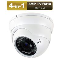 5MP Dome Security Camera 5mp AHD/TVI, 4mp CVI, 960H CVBS 4-in-1 CCTV Camera 2.8mm-12mm Varifocal Lens 100ft IR Day/Night Monitoring IP66,Compatible with AHD/CVI/TVI&CVBS DVR (5MP White)