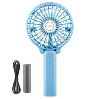 FUNME Mini Handheld Fan Portable Foldable USB Rechargeable 2600mAh Battery Operated Electric Fan Personal Desktop Cooling Fan with 3 Speed for Office/Home/Travel/Outdoor-Blue