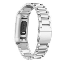 Maxjoy Compatible with Fitbit Charge 3 Bands, Charge 3 SE Metal Band Small Large Stainless Steel Bracelet Strap Replacement for Fitbit Charge3/ Charge3 SE Tracker Wristbands, Silver