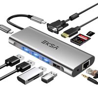 USB C Hub,Type C Hub,EKSA 11-in-1 Adapter with Ethernet,4K USB C to HDMI,VGA,4 USB Ports,SD/TF Card Reader,Mic/Audio Port,USB-C 100W PD Port Compatible for MacBoook Air Pro and Other Type C Laptops