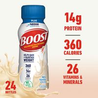Boost Plus Complete Nutritional Drink, Very Vanilla, 8 fl oz Bottle, 24 Pack