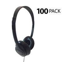 Encore ENC-313 Classroom Testing Stereo Headphones with Leatherette Earpads - 100 Pack