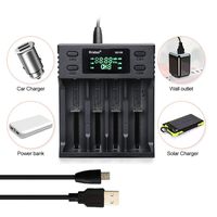 Universal Battery Charger Kratax 4 Slot LCD Display Battery Charger for Ni-MH/Cd: A AA AAA SC C Size. Li-ion/IMR/LiFePO4: 26650,20700,18650, 18490, 17700, 17500, 16340, 14500, 10440 etc.