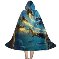 Godzi-lla-King-of-The-Monsters Unisex Children Printed Hooded Cap Cape Cloak Custom Party Props Robe Christmas Halloween Carnivals Cosplay Costumes Kids Boys Girls