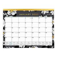 Blue Sky 2020 Monthly Desk Pad Calendar, Two-Hole Punched, Ruled Blocks, 22" x 17", Baccara Dark