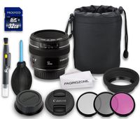 Canon EF 50mm f/1.4 USM Lens + Rubber Lens Hood + Lens Cap + Lens Bag + 3 PC Filter Kit + Lens Pen + Dust Blower + Cleaning Cloth