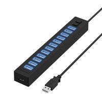 Sabrent 13 Port High Speed USB 2.0 Hub with Power Adapter And 2 Control Switches (HB-U14P) (Renewed)