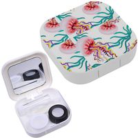 Portable Contact Lens Case Box Travel Kit Mirror + Bottle + Tweezers Container Holder [ Marine Medusa ]
