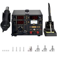 VIVOHOME 3 in 1 853D SMD Soldering Station Rework Station Hot Air Heat Gun with DC Power Supply 110V