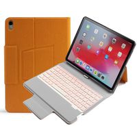 iPad 2018 Keyboard Case INorton Bluetooth Wireless Case with Keyboard, 7 Color Backlit Stand Smart Keyboard and Cover for iPad 2018/2017/Air/Air 2 (iPad Pro 11 2018, Orange)
