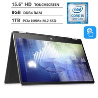 2019 Newest HP Pavilion x360 2-in-1 15.6 HD SVA Touchscreen Laptop, Intel Core i5-8265U up to 3.90GHz, 8GB RAM, 1TB PCIe NVMe M.2 SSD, HDMI, Wireless-AC, Bluetooth 4.2, Windows 10, 2 Year Warranty