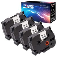 Uniwork Compatible P-Touch for Brother TZe-241 TZe241 TZ-241, 18mm X 8m (3/4" X 26.2ft) Black on White P-Touch Laminated Label Tape (4 Pack) use for PT-D600 PT-D400AD PT-D600VP PT-1890SC Label Maker