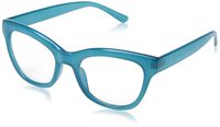 BluVue Unisex BL 1005 Greenwich Round Blue Light Blocking Computer Tablet Smartphone Screen Reading Glasses, Turquoise Frame, Diopter 2.5