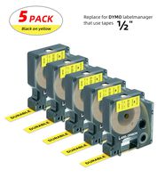 Label Orison-D1 Tape Compatible with Dymo Labelmanager Labels 45018 S0720580 Black on Yellow 12mm 1/2-inch for 160 280 260P 210D PNP 420P 360D 220P 500TS,5Pack