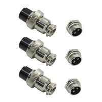 HONJIE 3 Pin Metal Male Female Thread Panel Connector 16mm GX16-3P Aviation Plug Silver - (3 Sets)