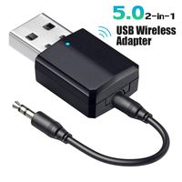 Janboo Bluetooth 5.0 Adapter for PC TV Car Stereo Sound System, Audio Transmitter Receiver 2-in-1, USB Bluetooth Aux Adapter 3.5mm,Turn a Non-Bluetoot Devices Into Bluetoot Devices, No Need to Drive