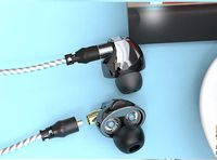 in-Ear Headphones VJJB Dual Dynamic Coils Replacable Cables Built-in MIC Stereo Noise Reduction Earphones HiFi Deep Bass Headsets Sweatproof Waterproof Earbuds for All Music Player-Clear Grey