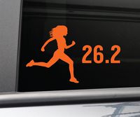 26.2 Marathon Female Vinyl Decal Laptop Car Truck Bumper Window Sticker, 7" x 4.25", Orange