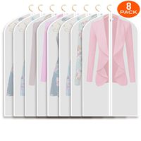 Refrze Moth Proof Garment Bags,Garment Cover,8 Pack Clear Garment Bags,Hanging Garment Bag, Dress Garment Bags for Storage or for Travel,Breathable Dust and Waterproof Garment Covers Clear 24x40 ins