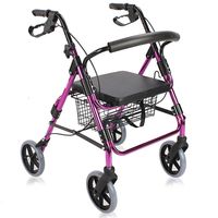 Luckya Collapsible Walker Assisted Walking Frame Purple Disabled Elderly Shopping Cart Four-Wheeled Trolley Non-Slip Walking Stick with Hospital