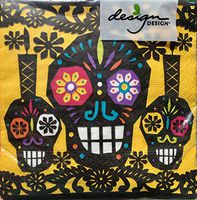 Design Design Cocktail Beverage Paper Napkins, Sugar Skulls, 20 ct