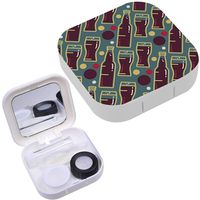 Portable Contact Lens Case Box Travel Kit Mirror + Bottle + Tweezers Container Holder [ Oktoberfest Beer Festival ]